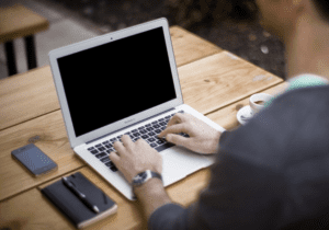 man working on a laptop